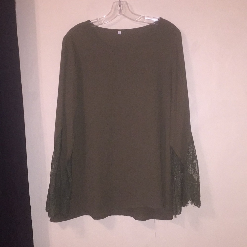 Sheer army green, long sleeve shirt